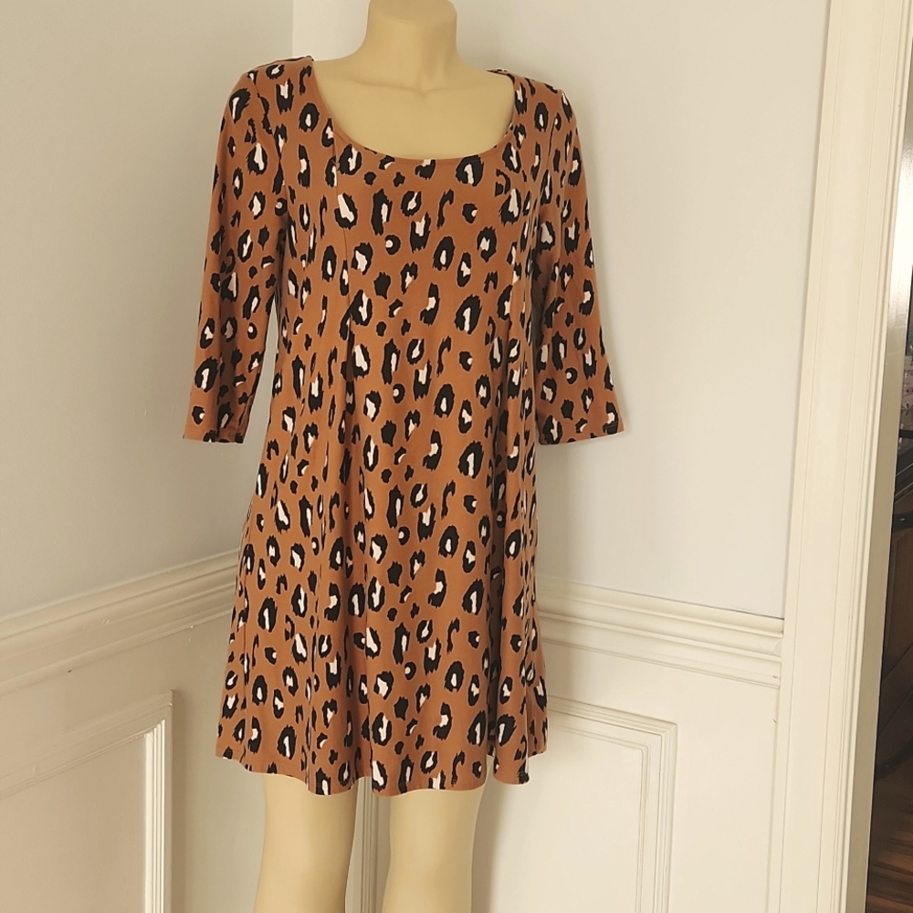 SOFT Leopard Print Pink Rose Comfortable Dress Quarter Sleeves